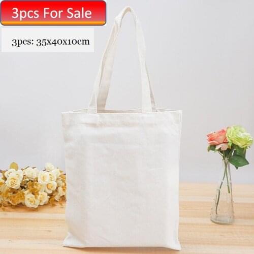 3pcs For Sale Canvas Tote Bag Reusable Grocery Bag without Inner Pocket No Zipper for Gift Promotion Crafting and Advertising