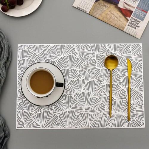 6pcs 4PCS PVC decoration Dinner Placemat Anti-hot Dining Table Line Steak Plate Pad Tableware Placemats Restaurant Hollow Mat