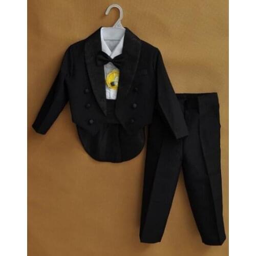 Kids/Children Black/White Formal Boys Wedding/Tuxedo Suits Boy Blazer Suit Mariages/Perform Dress Costume Infants Blazer 5 pcs/s