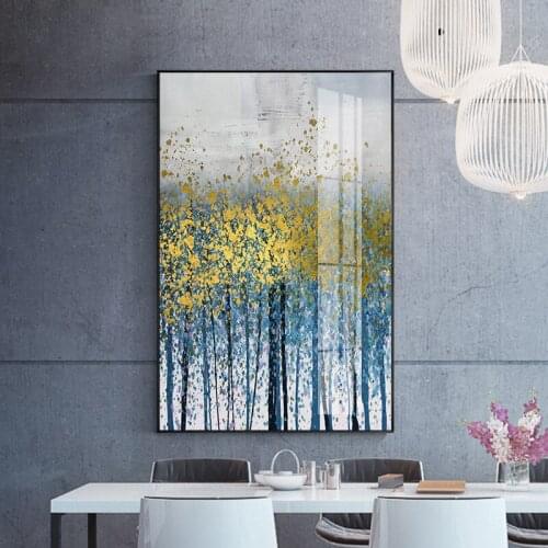 Abstract Bright gold drop blue and grey Canvas Art Modern Painting Poster Print For LivingRoom Aisle Fashion Artistic Wall Decor