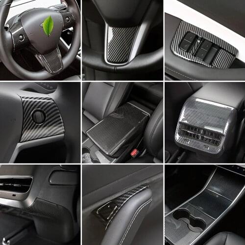 For Tesla Model 3 2017-2020 Car Interior Accessories Central Console Dashboard Part Modify Carbon Fiber Color Change Sticker