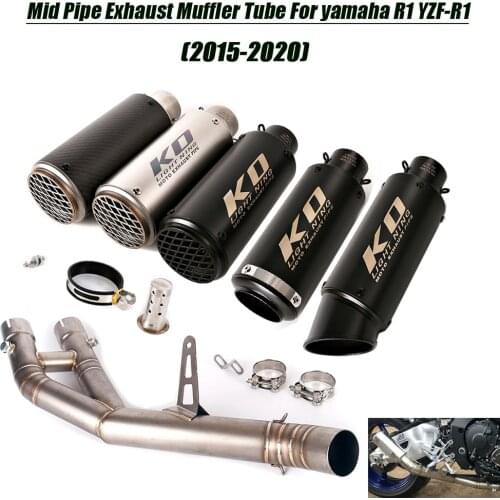 For Yamaha YZF-R1 R1 2015 2016 2017 2018 2019 2020 Motorcycle Stainless Middle Link Tubes Tail 60mm Exhaust Muffler Pipe Replace