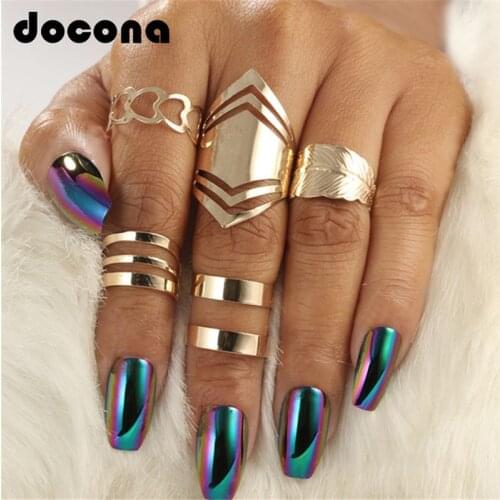 Docona Punk Bohemia Geometric Heart Finger Rings High Quality Hot Selling Gold Color Jewelry For Women Female Rings 2707