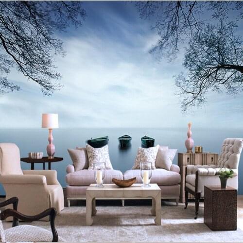 Dropship Photo Wallpaper Beautiful Sea View Scenery Fresco Living Room TV Background Wall Removable Wallpaper Blue Wallpaper