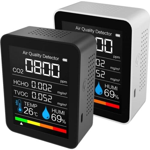 CO2 Meter LED Digital Temperature Humidity Sensor Tester Air Quality Monitor Carbon Dioxide TVOC Formaldehyde HCHO Detector