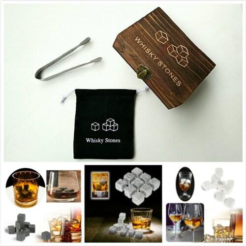 3 colors Whiskey Stones with WORDS wooden box whisky whiskey rocks stones cube stone wood box free shipping high quality