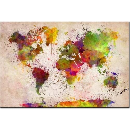 Canvas Painting Graffiti Art Prints World Map Canvas Poster Print for living room bedroom home decoration