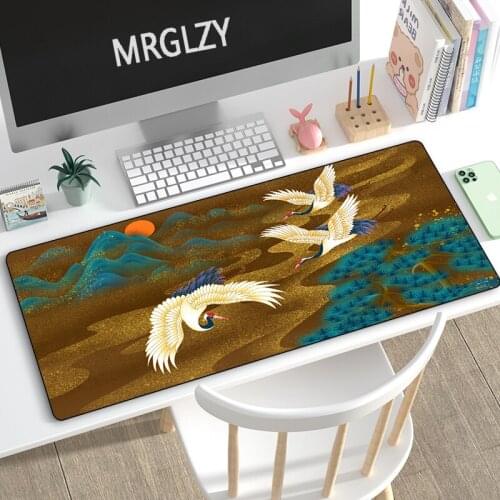 Chinese Style Crane Magpie XXL Mouse Pad Large 400X900MM Mousepads Gaming Accessoroes Laptop Gamer Waterproof Keyboard Desk Mat