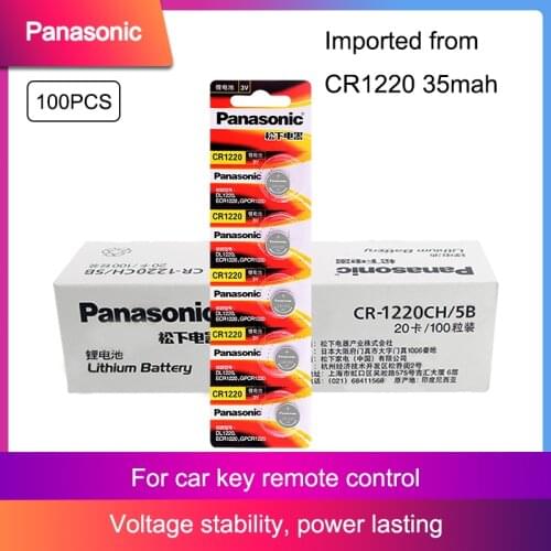 100pcs Panasonic 3V CR1220 Lithium Button Batteries DL1220 BR1220 LM1220 Cell Coin Battery For Watch Electronic Toy Calculator