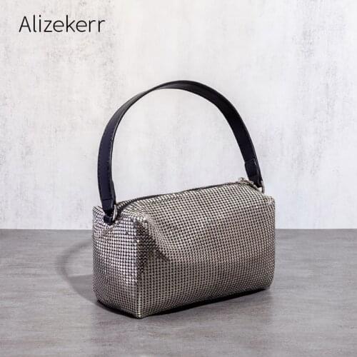 Trendy Sequined Handbags For Women 2021 New Elegant Designer Luxury Chain Small Square Shoulder Bags Personality Top Quality