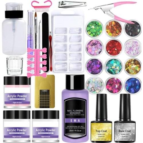Acrylic Nail Kit Acrylic Powder and Liquid Set DIY Nail Art Nail Supplies for Beginners Acrylic Nail Extension Kit