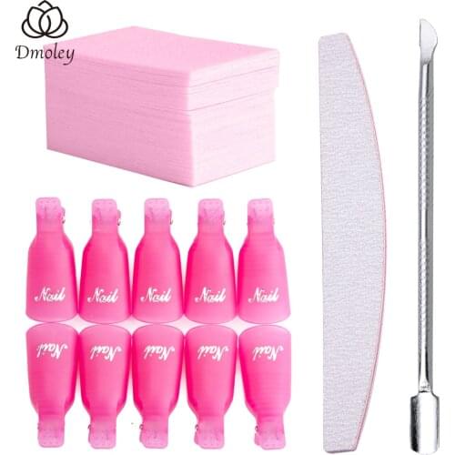 Dmoley Plastic Nail Art Soak Off Cap Clips Set UV Gel Polish Remover Wrap Tool Kit for Removal of Varnish Manicure Tools