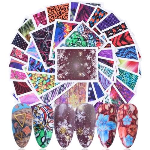 1set/24pc Nail Art Sticker Christmas Starry Sky French Watercolor Petal Leopard Design Full Nail Sticker DIY Manicure Decoration