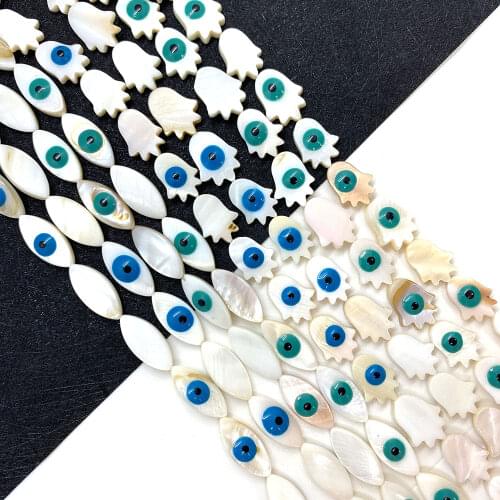 Natural Freshwater Shell Single-sided Evil Eye Shell Beads Jewelry DIY Handmade Necklace Bracelet Jewelry Accessories Size 9-16m