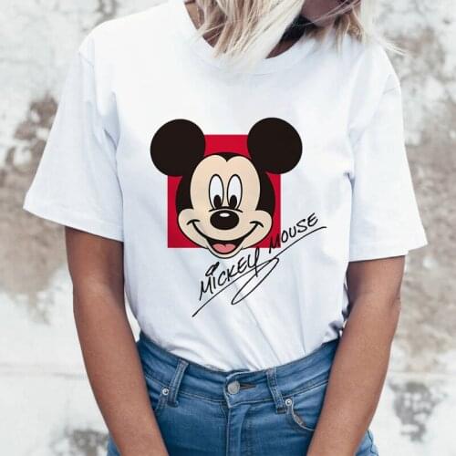 New Cartoon Disney Tees Casual Loose Tshirt Mickey Mouse T Shirt Women O-Neck Female Tops Dropship Clothing