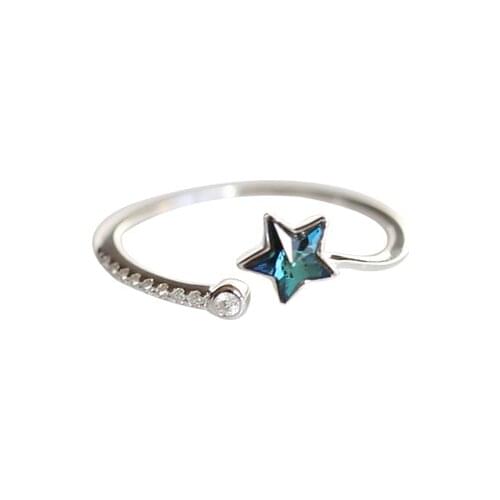 New Gothic Men Blue Star Crystal Rings For Women Jewelry Birthday Gift Romantic Wedding Engagement Drop Shipping 2021