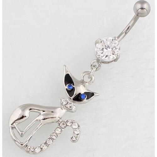 New Fashion Personality Sexy Zircon Fox Belly Rings for Women Body Piecing Jewelry