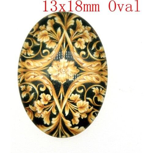 New Pattern Oval Flat Back Glass Blank Cabochon Cameo Beads Charms For Bracelet Necklace Jewelry Diy Craft Accessory