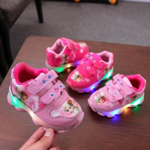Frozen Shoes for Women Sneakers Toddler Girl Sneakers Baby Shoes Kids Fashion Cartoon Led Sports Shoes for Girl
