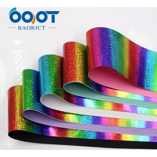 OOOT BAORJCT 1710092 75mm 5yards multicolor color glitter sequins ribbon 5 yards,DIY handmade materials,wedding gift wrap