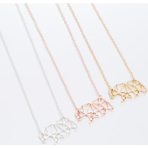 Rose Gold Polar Bear Necklace 3 Color Exquisite Stainless Steel Hollow Pendant Elegant Women Charm Jewelry Wholesale