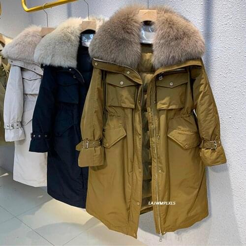 2021 Real Fox Fur Long Winter 90% White Duck Down Coats Womens Down Jacket Female Coat Clothes Parkas Women Thick Warm YRF295