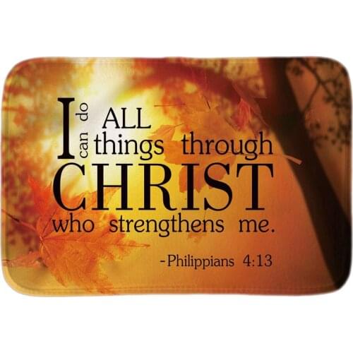 Christmas Home Decor Doormats I Can Do All Things Through Christmas Soft Lightness Short Plush Indoor Bathroom Floor Mat