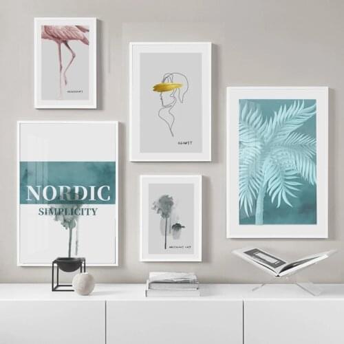 Nordic Poster Abstract Women Leaf Print Wall Art Canvas Painting Minimalist Quotes Decorative Pictures Modern Room Decoration