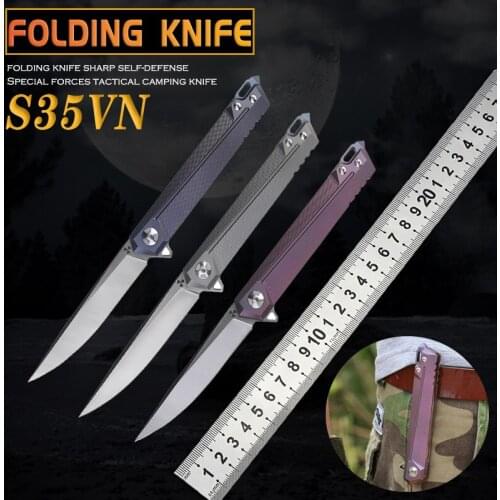 Jk5311 Folding Knife S35vn Steel Tc4 Titanium Alloy Outdoor Camping Hunting Tactical Survival Multifunctional Self-Defense Edc