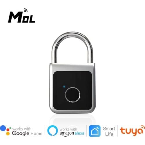 Fingerprint Padlock Tuya APP Bluetooth Waterproof Smart Lock USB Rechargeable Security Keyless Lock for School Locker Gym
