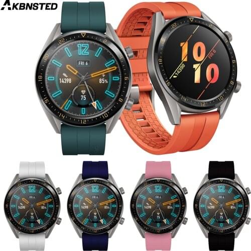 AKBNSTED 22mm Replacement Soft Silicone Watch Strap For Huami Amazfit Stratos 3/Huawei Watch GT2 Wristband Smart Sports Watch