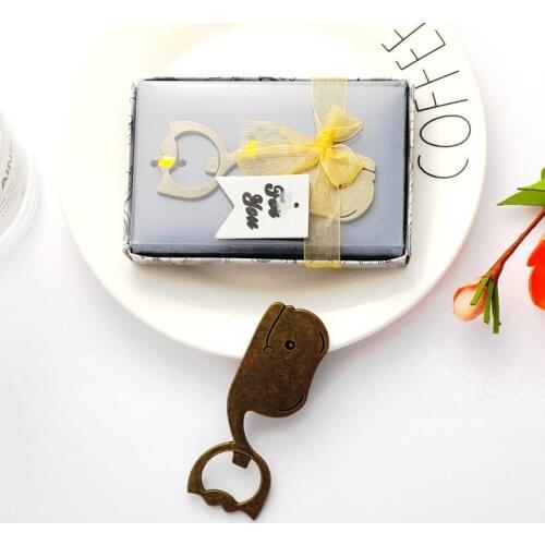 Wedding Favors for Guests Bronze Whale Shape Beer Bottle Opener Tools with Exquisite Packaging Box Small Party Gift for Friends