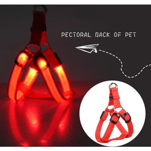 USB Charging LED Light Leash Harness Pet Dog Chest Straps Luminous Adjustable Harness Leashes Safety Light Nylon Chest Strap