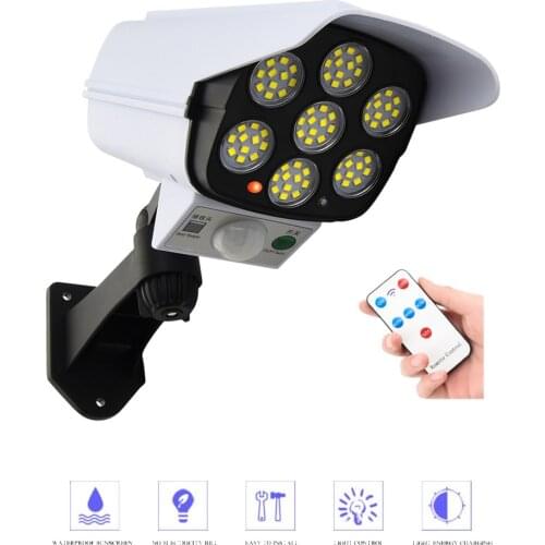 Remote Solar motion sensor LED Light Outdoor Surveillance Fake Camera Sensor Wall Lamp Anti Thief Street Lamp Wireless Monitors