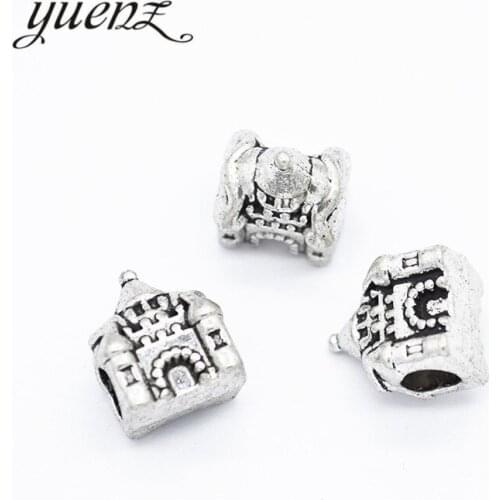 YuenZ 5pcs Beads Charms Antique Silver color castle Big Hole Spacer Beads Charms Pendants For Bracelets Jewelry Making R210