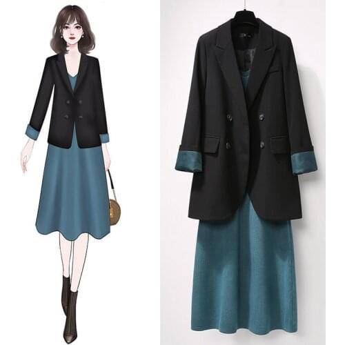 Plus Size Womens Temperament Fried Street Suit Suit Spring 2021 Salt Trend Fashion Wear Two-piece Knitted Dress