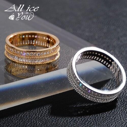 2021 New Top Iced Out Luxury Cubic Zirconia Ring Cuban 2 Row Hip Hop Fashion Jewelry wedding band eternity Women Ring For Gift