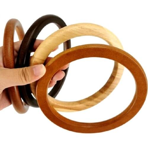 1 pair Round shaped Wooden Handle Replacement DIY Purse Handbag Bag Handles Ring Portable Bag Strap Tote Bag Accessories