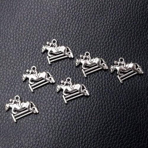 10pcs/lot Silver Plated Equestrian Rider Charm Metal Pendants DIY Necklaces Bracelets Jewelry Handicraft Accessories 22*17mm