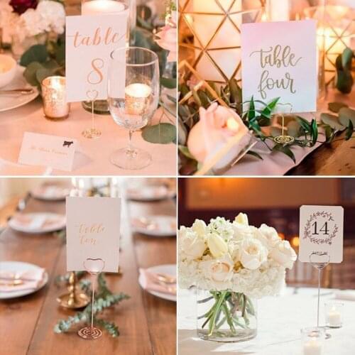 10pcs Love Shaped Metal Photo Clip Wedding Signs Table Numbers Place Cards Holder For Party Event Restaurant Home Decor