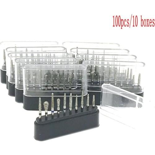 100pcs/10 Boxes FG 1.6mm Dental Burs High Speed Diamond Polishing Grinding Drill Grinder Rotary Tool Dental Polishers