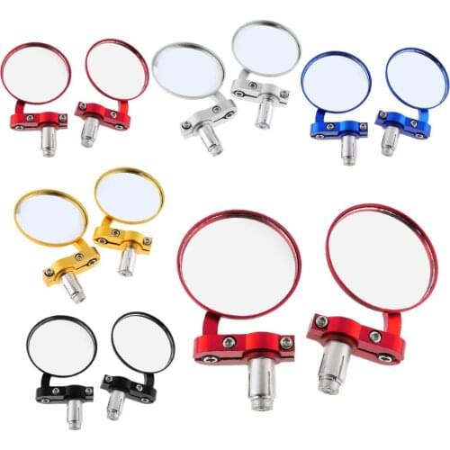 2Pcs Motorcycle Rearview Mirrors 3inch Round 7/8inch Bar End,1 SET Left & Right,Multiple position Adjustments
