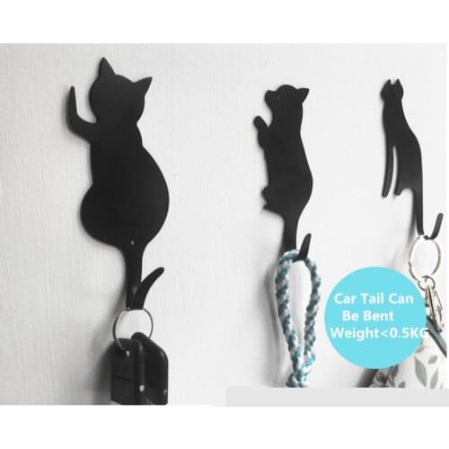 3pcs/set cat hook Kitchen Wall Door Metal Hook Key Hanger Cat Tail bent Shaped Decorative Holder Clothes Storage Rack Tool