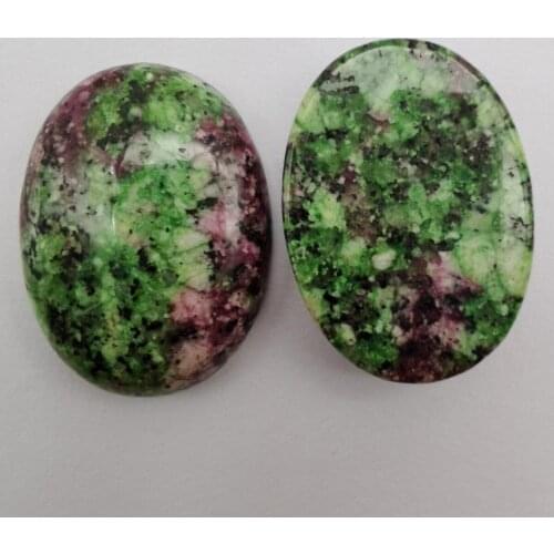 30x22MM Red Green Zoisite Stone Bead Oval Cabochon CAB Jewelry For Woman Gift Making (2pcs/lot) H065