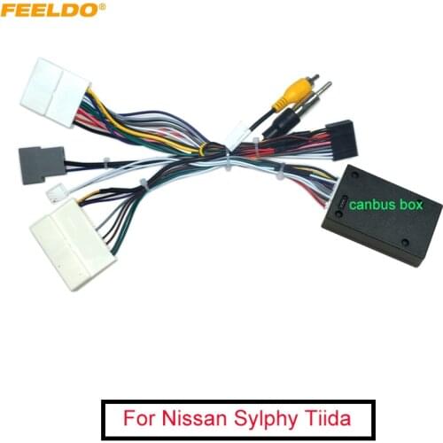 FEELDO Car Audio 16PIN Android Power Cable Adapter With Canbus Box For Nissan Sylphy Tiida CD/DVD Player Wiring Harness