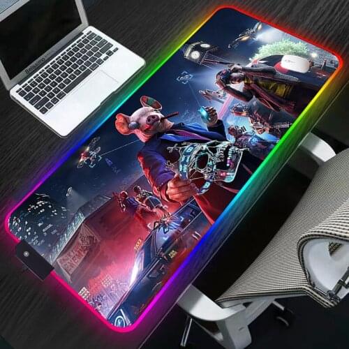 Watch Dogs Legion RGB Mouse Pad Big Extended Computer Mat Game Mousepad Gamer Office Keyboard Pad Mause Pad Non-slip Waterproof