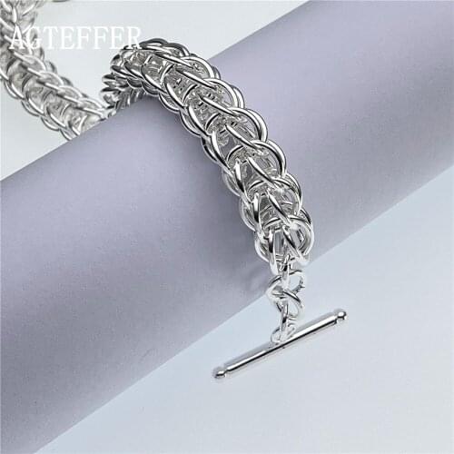 AGTEFFER 925 Sterling Silver Multi-circle Bracelet For Woman Charm Wedding Engagement Party Fashion Jewelry