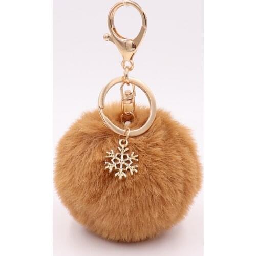 1PC High quality Faux Fur Ball 8cm Pompom Keychain Car Keyring Rabbit Fur Ball Keychain Fur Brand Pompons Bag Charms With