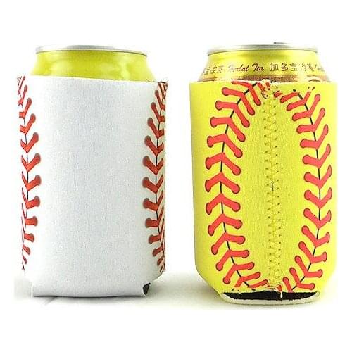 FAST SHIPPING 10*13cm Baseball Softball Can Sleeves Neoprene Beverage Coolers Can Holder With Bottom Beer Cup Cover Case
