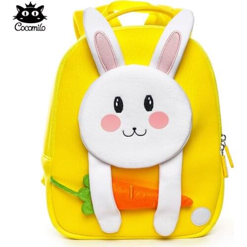 Cocomilo Factory Price 3D Yellow Rabbit Toddler Kids School Bag for Children Waterproof Animals Anti Lost Mochila Infantil Gift
